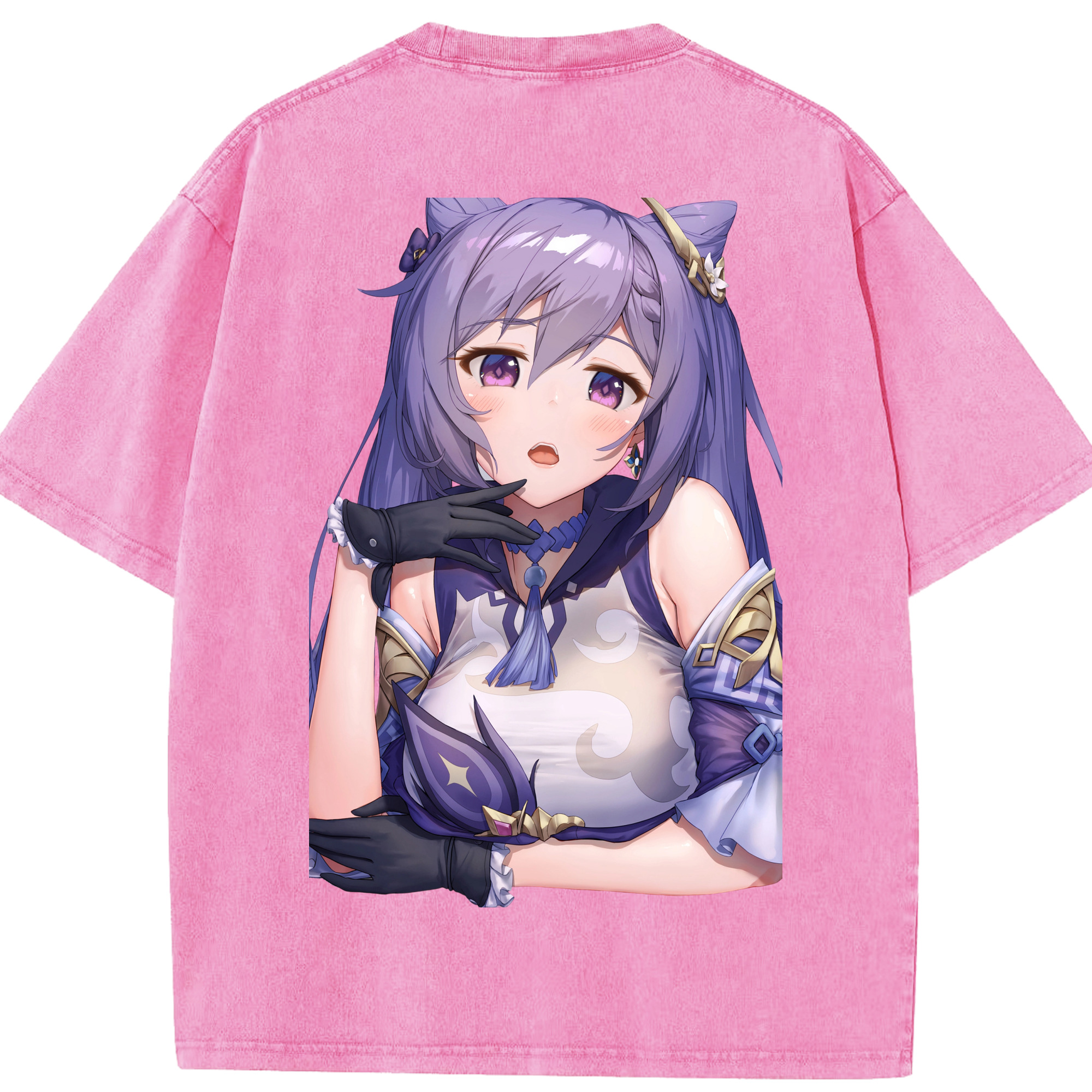 げんし神 刻晴 こくせい genshin Kokusei 綿100% ヴィンテージ風 半袖Tシャツ（背面プリント）